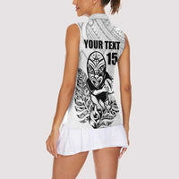 New Zealand Silver Fern Rugby Custom Women Sleeveless Polo Shirt Maori Tiki White Version