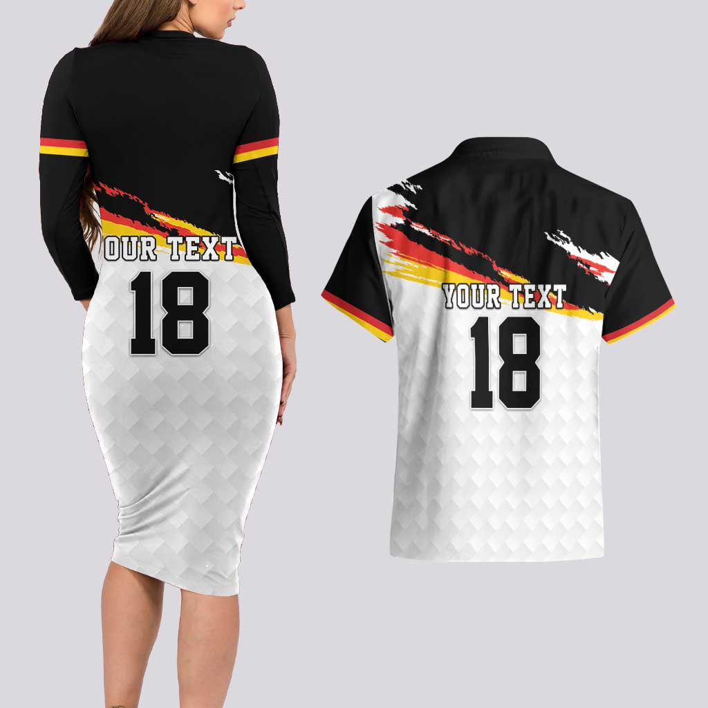 Custom Germany Football Couples Matching Long Sleeve Bodycon Dress and Hawaiian Shirt Come On DFB-Team