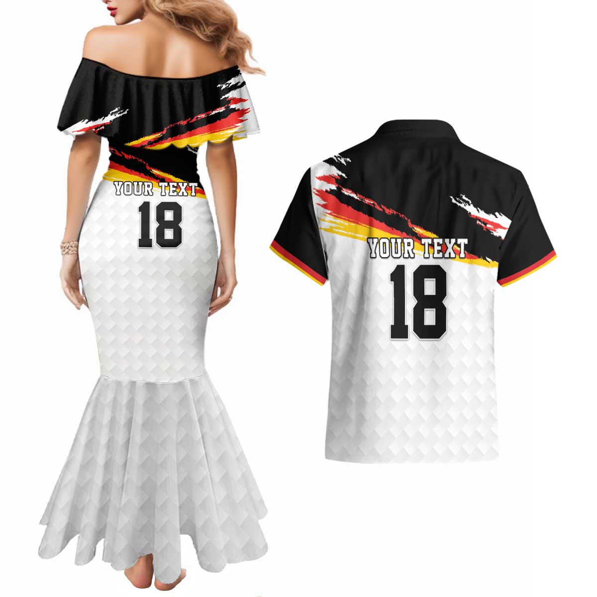 Custom Germany Football Couples Matching Mermaid Dress and Hawaiian Shirt Come On DFB-Team