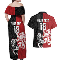 Custom British Lions New Zealand Couples Matching Off Shoulder Maxi Dress and Hawaiian Shirt Unique Style LT18 - Polynesian Pride