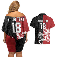 Custom British Lions New Zealand Couples Matching Off Shoulder Short Dress and Hawaiian Shirt Unique Style LT18 - Polynesian Pride