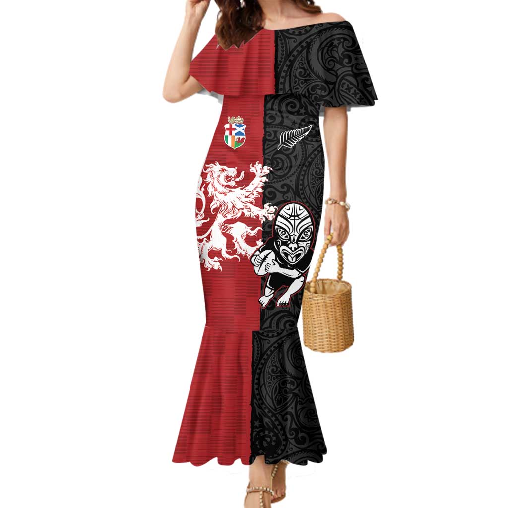 Custom British Lions New Zealand Family Matching Mermaid Dress and Hawaiian Shirt Unique Style - Polynesian Pride
