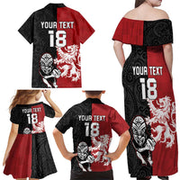 Custom British Lions New Zealand Family Matching Off Shoulder Maxi Dress and Hawaiian Shirt Unique Style LT18 - Polynesian Pride