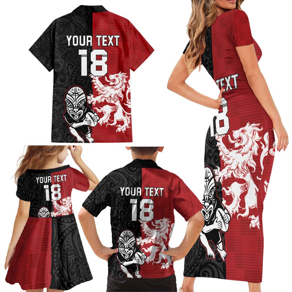 Custom British Lions New Zealand Family Matching Short Sleeve Bodycon Dress and Hawaiian Shirt Unique Style - Polynesian Pride