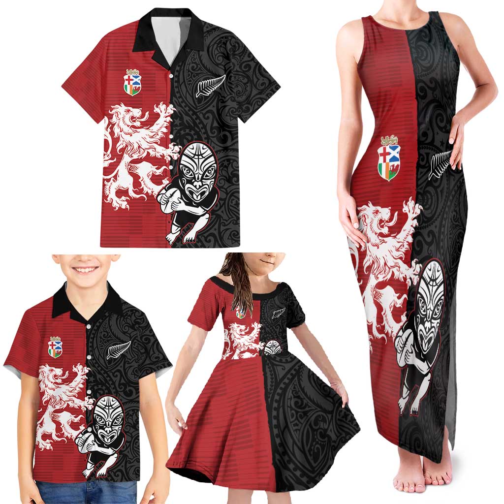 Custom British Lions New Zealand Family Matching Tank Maxi Dress and Hawaiian Shirt Unique Style - Polynesian Pride