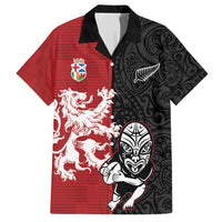 Custom British Lions New Zealand Family Matching Tank Maxi Dress and Hawaiian Shirt Unique Style LT18 Dad's Shirt - Short Sleeve Red - Polynesian Pride