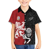 Custom British Lions New Zealand Family Matching Tank Maxi Dress and Hawaiian Shirt Unique Style LT18 Son's Shirt Red - Polynesian Pride