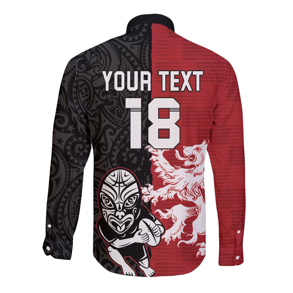 Custom British Lions New Zealand Long Sleeve Button Shirt Unique Style - Polynesian Pride