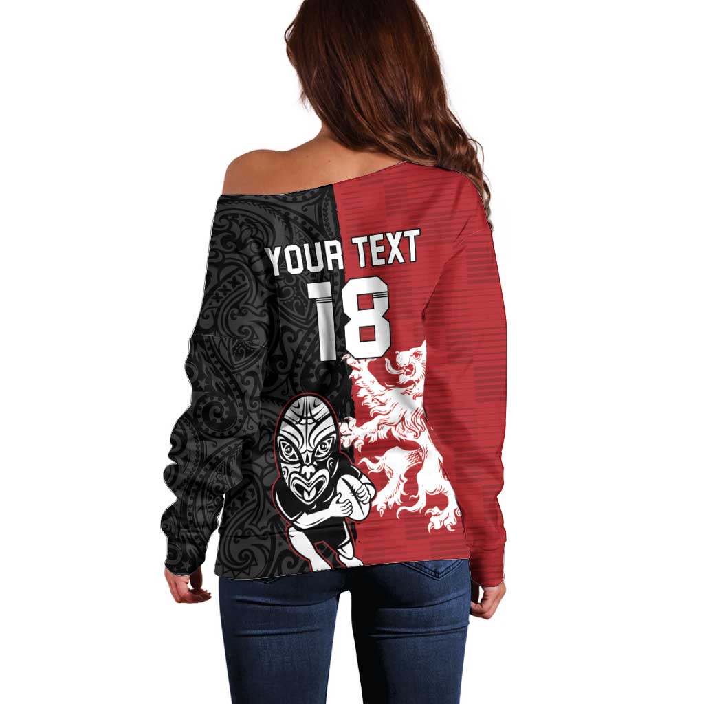 Custom British Lions New Zealand Off Shoulder Sweater Unique Style - Polynesian Pride
