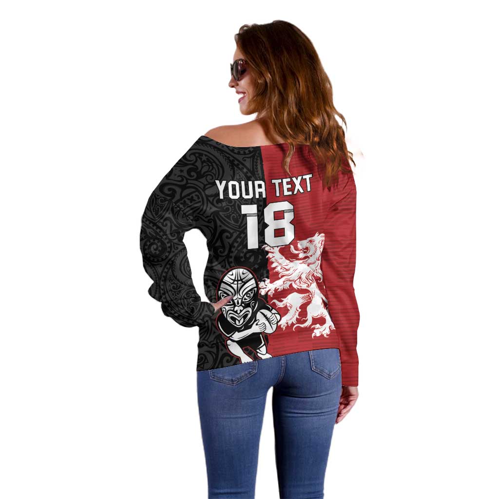 Custom British Lions New Zealand Off Shoulder Sweater Unique Style - Polynesian Pride