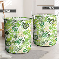 Green Aloha Hawaiian Laundry Basket Monstera Hibiscus Tropical Pattern LT19 - Polynesian Pride