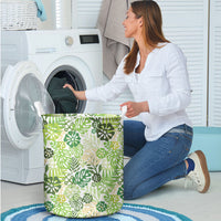 Green Aloha Hawaiian Laundry Basket Monstera Hibiscus Tropical Pattern LT19 - Polynesian Pride