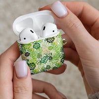 Green Aloha Hawaiian AirPods Case Monstera Hibiscus Tropical Pattern LT19 - Polynesian Pride