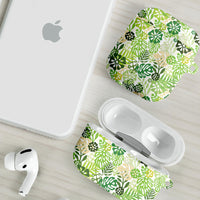 Green Aloha Hawaiian AirPods Case Monstera Hibiscus Tropical Pattern LT19 - Polynesian Pride