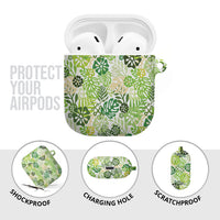 Green Aloha Hawaiian AirPods Case Monstera Hibiscus Tropical Pattern LT19 - Polynesian Pride