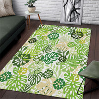 Green Aloha Hawaiian Area Rug Monstera Hibiscus Tropical Pattern LT19 Green - Polynesian Pride