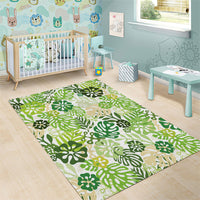 Green Aloha Hawaiian Area Rug Monstera Hibiscus Tropical Pattern LT19 - Polynesian Pride
