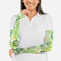 Green Aloha Hawaiian Arm Sleeves Monstera Hibiscus Tropical Pattern LT19 - Polynesian Pride