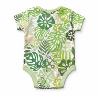 Green Aloha Hawaiian Baby Onesie Monstera Hibiscus Tropical Pattern LT19 - Polynesian Pride