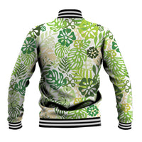 Green Aloha Hawaiian Baseball Jacket Monstera Hibiscus Tropical Pattern LT19 - Polynesian Pride