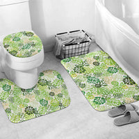 Green Aloha Hawaiian Bathroom Set Monstera Hibiscus Tropical Pattern LT19 Mat Set Only (3 pcs) One Size Green - Polynesian Pride