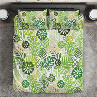Green Aloha Hawaiian Bedding Set Monstera Hibiscus Tropical Pattern LT19 Green - Polynesian Pride