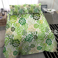 Green Aloha Hawaiian Bedding Set Monstera Hibiscus Tropical Pattern LT19 - Polynesian Pride