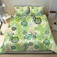 Green Aloha Hawaiian Bedding Set Monstera Hibiscus Tropical Pattern LT19 - Polynesian Pride