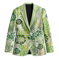 Green Aloha Hawaiian Blazer Monstera Hibiscus Tropical Pattern LT19 Unisex Green - Polynesian Pride