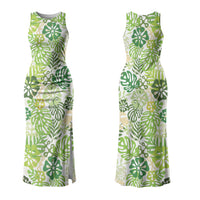 Green Aloha Hawaiian Couples Matching Tank Maxi Dress and Hawaiian Shirt Monstera Hibiscus Tropical Pattern LT19 - Polynesian Pride