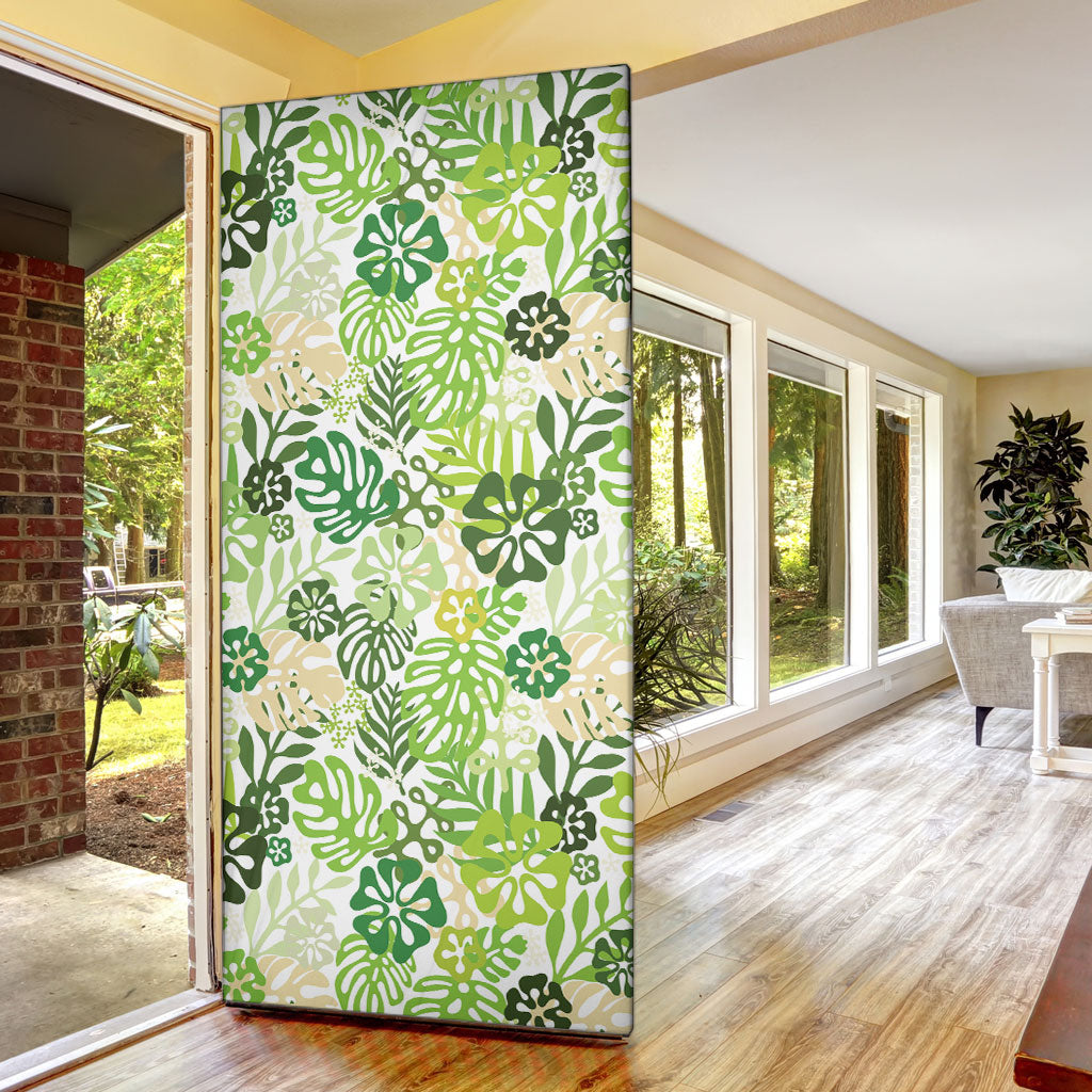 Green Aloha Hawaiian Door Cover Monstera Hibiscus Tropical Pattern LT19 - Polynesian Pride