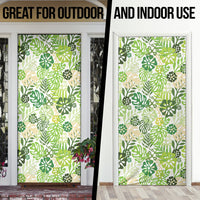 Green Aloha Hawaiian Door Cover Monstera Hibiscus Tropical Pattern LT19 - Polynesian Pride