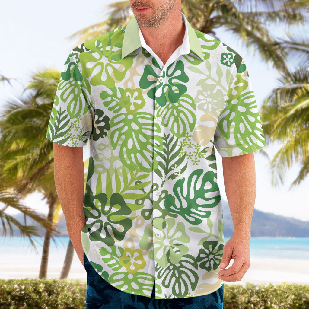 Green Aloha Hawaiian Hawaiian Shirt Monstera Hibiscus Tropical Pattern LT19 - Polynesian Pride