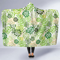 Green Aloha Hawaiian Hooded Blanket Monstera Hibiscus Tropical Pattern LT19 One Size Green - Polynesian Pride