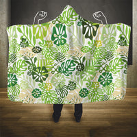Green Aloha Hawaiian Hooded Blanket Monstera Hibiscus Tropical Pattern LT19 - Polynesian Pride