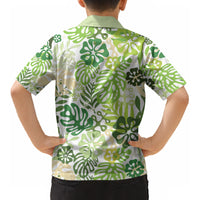 Green Aloha Hawaiian Kid Hawaiian Shirt Monstera Hibiscus Tropical Pattern LT19 - Polynesian Pride