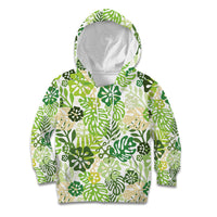 Green Aloha Hawaiian Kid Hoodie Monstera Hibiscus Tropical Pattern LT19 Hoodie Green - Polynesian Pride