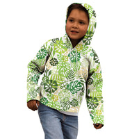Green Aloha Hawaiian Kid Hoodie Monstera Hibiscus Tropical Pattern LT19 - Polynesian Pride