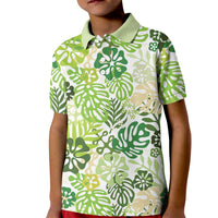 Green Aloha Hawaiian Kid Polo Shirt Monstera Hibiscus Tropical Pattern LT19 Kid Green - Polynesian Pride