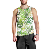 Green Aloha Hawaiian Men Tank Top Monstera Hibiscus Tropical Pattern LT19 - Polynesian Pride