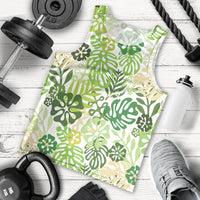 Green Aloha Hawaiian Men Tank Top Monstera Hibiscus Tropical Pattern LT19 - Polynesian Pride