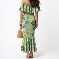 Green Aloha Hawaiian Mermaid Dress Monstera Hibiscus Tropical Pattern LT19 - Polynesian Pride