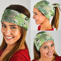 Green Aloha Hawaiian Neck Gaiter Monstera Hibiscus Tropical Pattern LT19 - Polynesian Pride