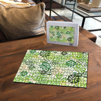 Green Aloha Hawaiian Puzzle Monstera Hibiscus Tropical Pattern LT19 - Polynesian Pride