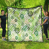 Green Aloha Hawaiian Quilt Monstera Hibiscus Tropical Pattern LT19 - Polynesian Pride