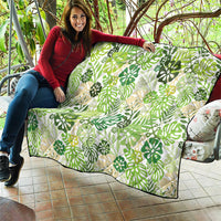 Green Aloha Hawaiian Quilt Monstera Hibiscus Tropical Pattern LT19 - Polynesian Pride