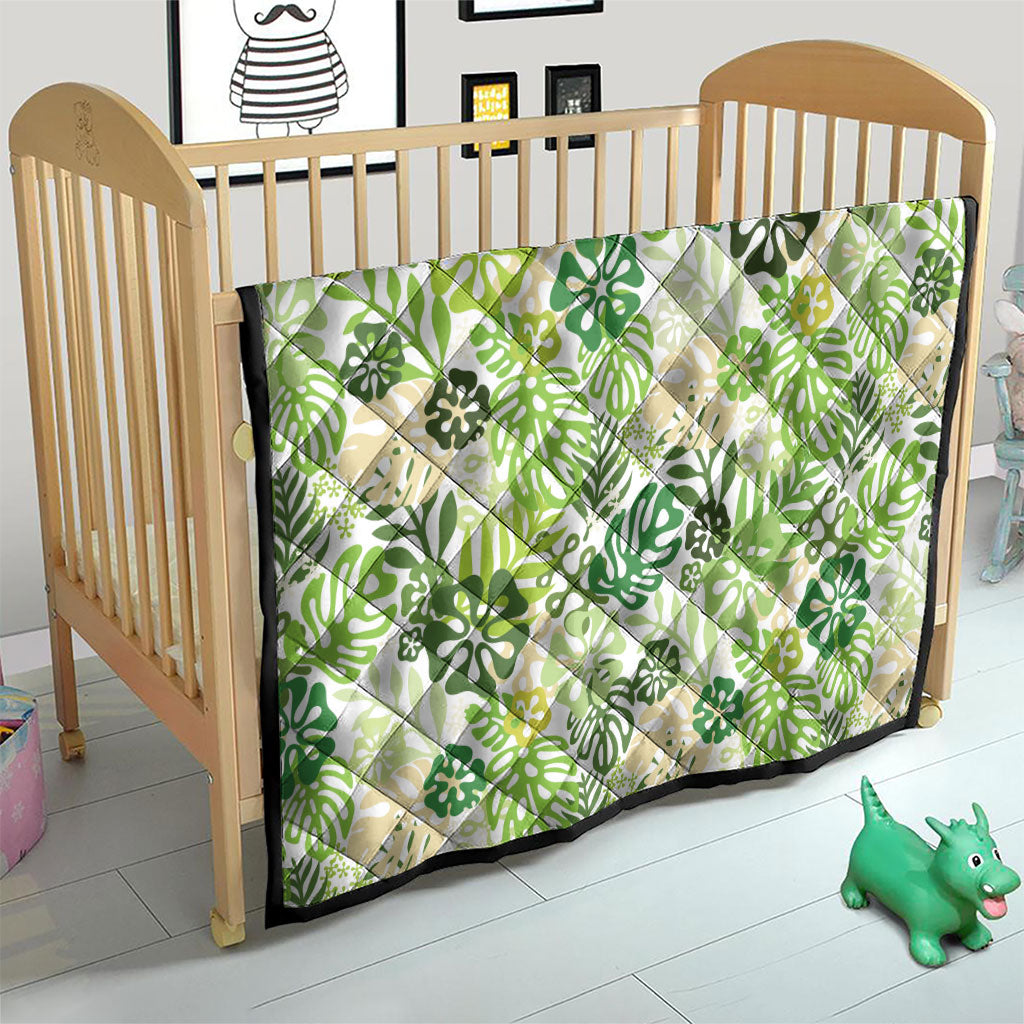 Green Aloha Hawaiian Quilt Monstera Hibiscus Tropical Pattern LT19 - Polynesian Pride