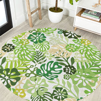 Green Aloha Hawaiian Round Carpet Monstera Hibiscus Tropical Pattern LT19 Green - Polynesian Pride