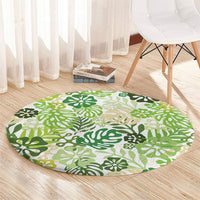 Green Aloha Hawaiian Round Carpet Monstera Hibiscus Tropical Pattern LT19 - Polynesian Pride