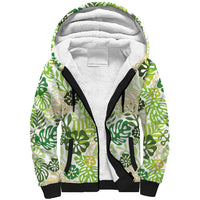 Green Aloha Hawaiian Sherpa Hoodie Monstera Hibiscus Tropical Pattern LT19 Unisex Green - Polynesian Pride